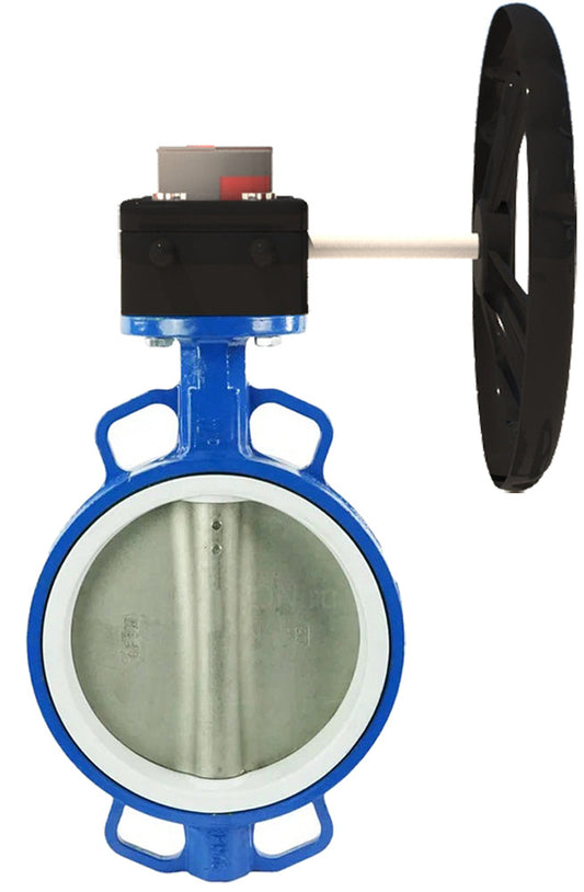 Válvula de mariposa de agua DNOVA WCB-316L-VITON, material del cuerpo: Acero al carbono WCB, material del disco: Acero inoxidable AISI 316L, sello: Viton con engranaje DNOVA HGB, indicador de posición
