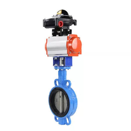 Water butterfly valve DNOVA GGG50-GGG40-EPDM body material - cast iron GGG50, disk material - cast iron GGG40, seal - EPDM with pneumatic actuator DNOVA DA and limit switch block APL-410N EX