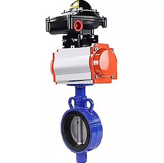 Water Butterfly Valve DNOVA WBV0232E-2W-Fb-H, body material - aluminum alloy, disk material - stainless steel AISI 316L, seal - EPDM, with pneumatic actuator with return springs PA-SA-083, LSU APL-510N-EX