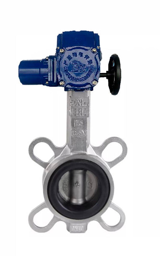 Water butterfly valve DNOVA 316L-316L-NBR body material - stainless steel aisi 316l, disk material - stainless steel AISI 316L, seal - NBR with 1/4-turn electric actuator DNOVA QT-W (M) EX 380V