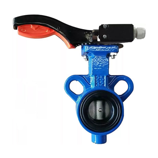 Water butterfly valve DNOVA AL-316L-EPDM body material - aluminium alloy, disk material - stainless steel AISI 316L, seal - EPDM with handle, with two LS-103 250V limit switches and a bracket for mounting the limit switches