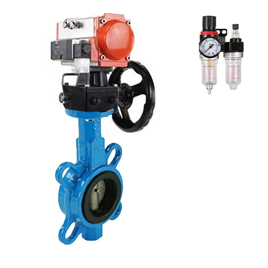 Water Butterfly Valve DNOVA ggg50-316l-epdm-DNOVA-da-4m310-24v-hdm-afc2000, body material - cast iron GGG50, disk material - stainless steel AISI 316L, seal - EPDM, pneumatic actuator operated