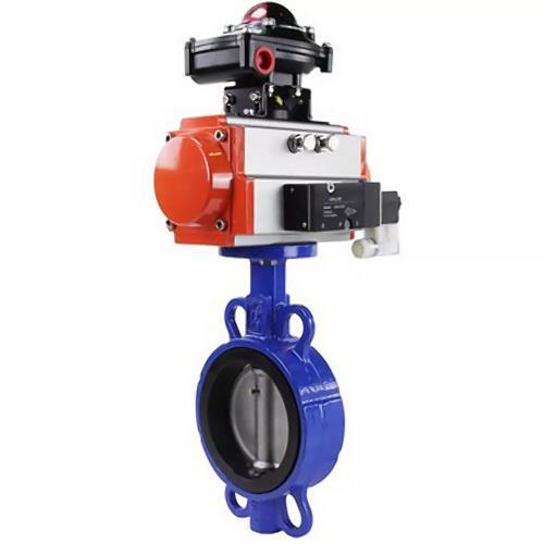 Water Butterfly Valve DNOVA WBV1332N-2W-Fb-H body material - Cast iron GGG50, disk material - Stainless steel 316L, seal - NBR with pneumatic actuator DA, pneumatic distributor 4M310-08 220V and limit switch block APL-410N EX