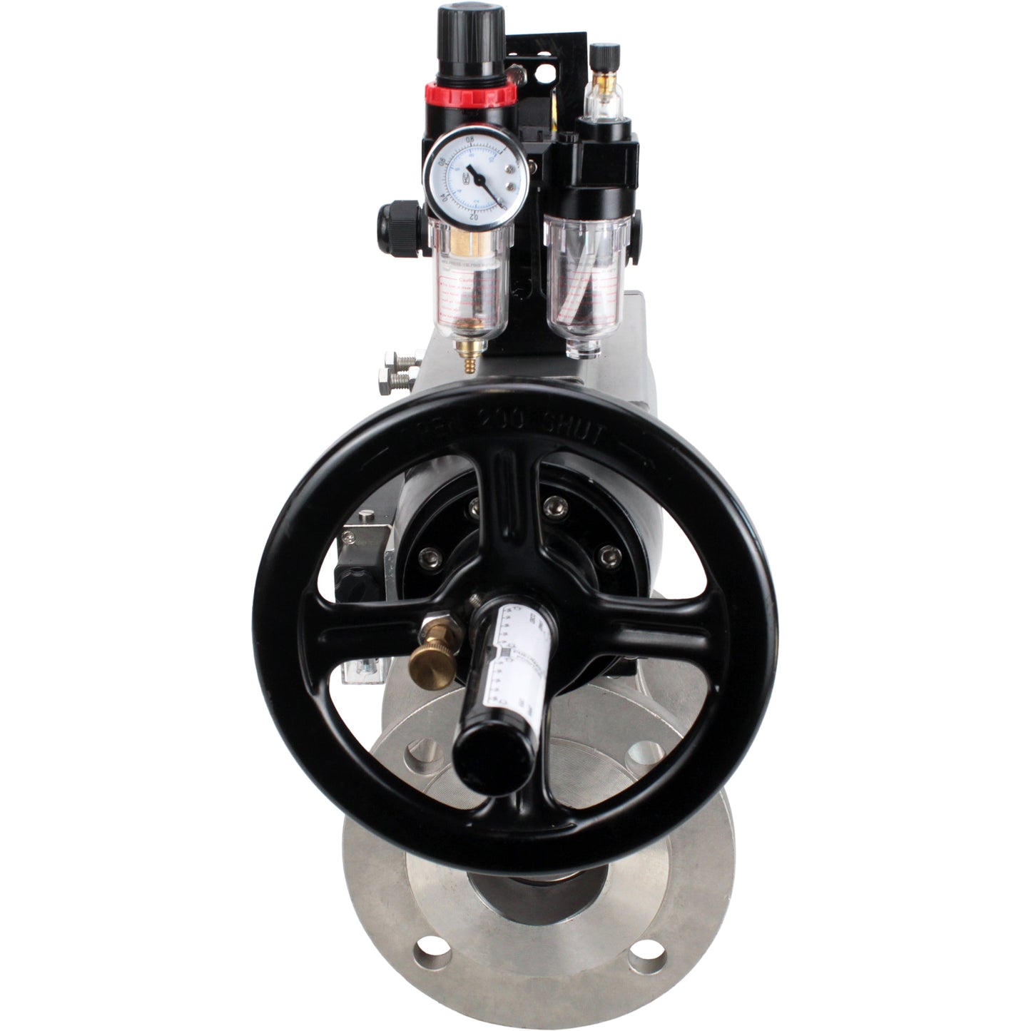 Ball valves DNOVA BV3232P(2pc)-FP-F-ISO-H DN80-100 16 bar, full bore flanged, stainless steel SS316, seal - PTFE, with pneumatic actuator PA-DA-105-1 double acting, with pneumatic distributor 4M310-08 24V , with LSU APL-210N, with ATU AFC2000