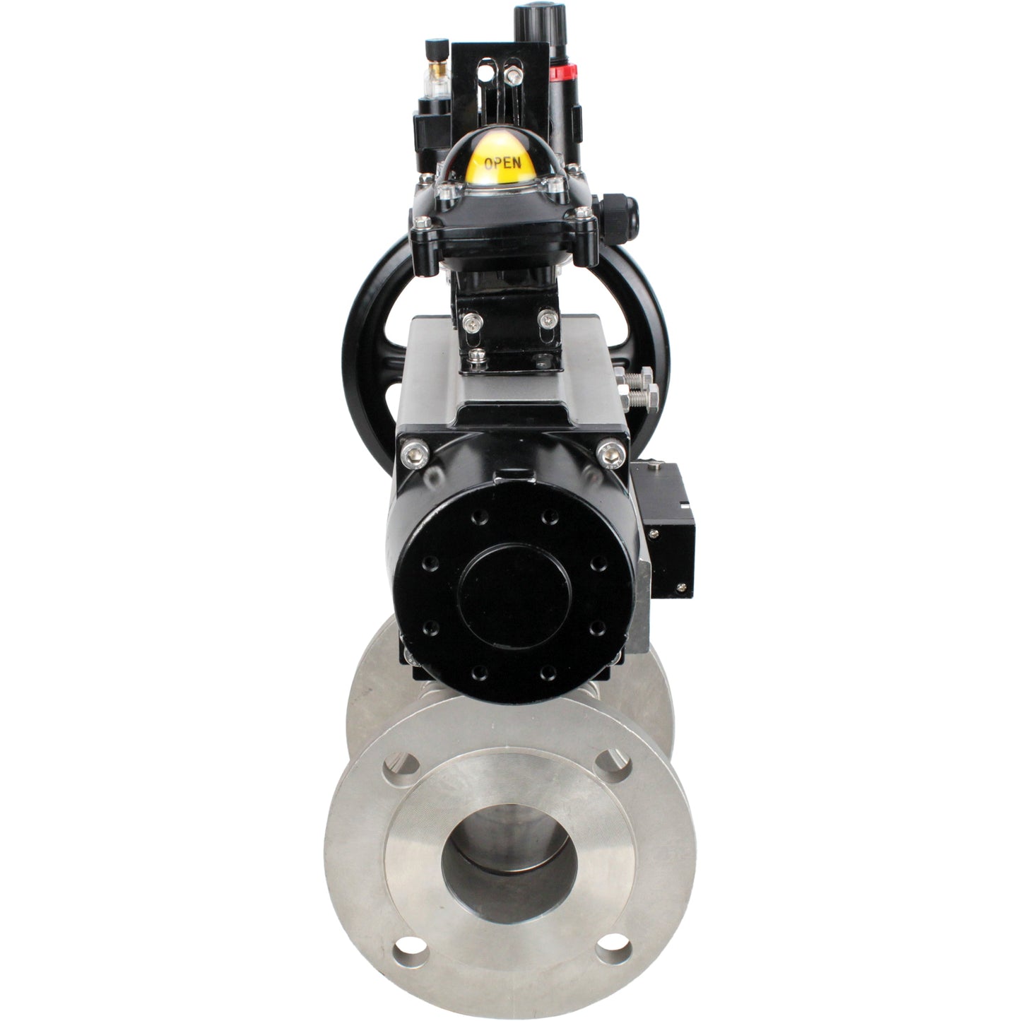 Ball valves DNOVA BV3232P(2pc)-FP-F-ISO-H DN80-100 16 bar, full bore flanged, stainless steel SS316, seal - PTFE, with pneumatic actuator PA-DA-105-1 double acting, with pneumatic distributor 4M310-08 24V , with LSU APL-210N, with ATU AFC2000