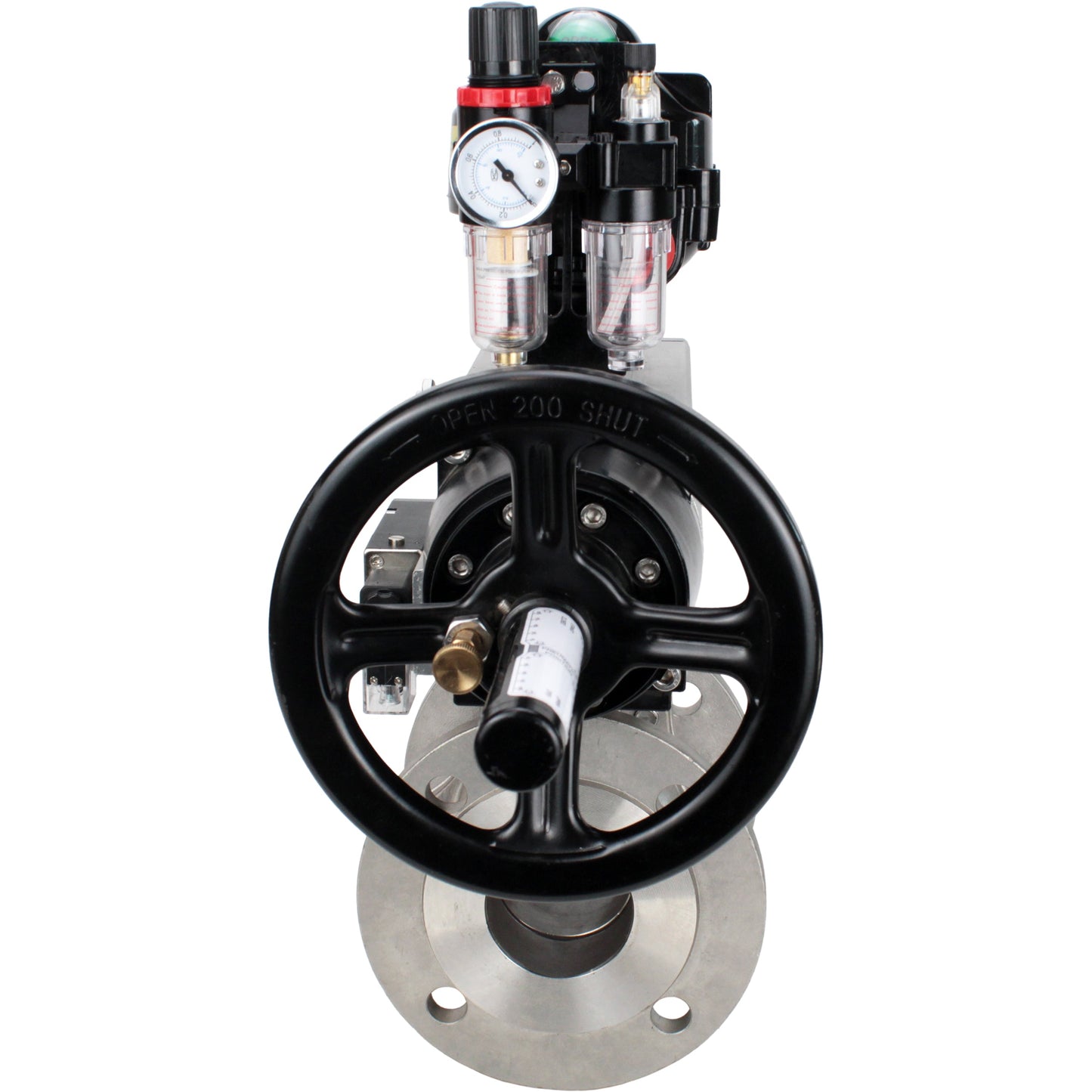 Ball valves DNOVA BV3232P(2pc)-FP-F-ISO-H DN80-100 16 bar, full bore flanged, stainless steel SS316, seal - PTFE, with pneumatic actuator PA-DA-105-1 double acting, with pneumatic distributor 4M310-08 24V , with LSU APL-510N EX, with ATU AFC2000