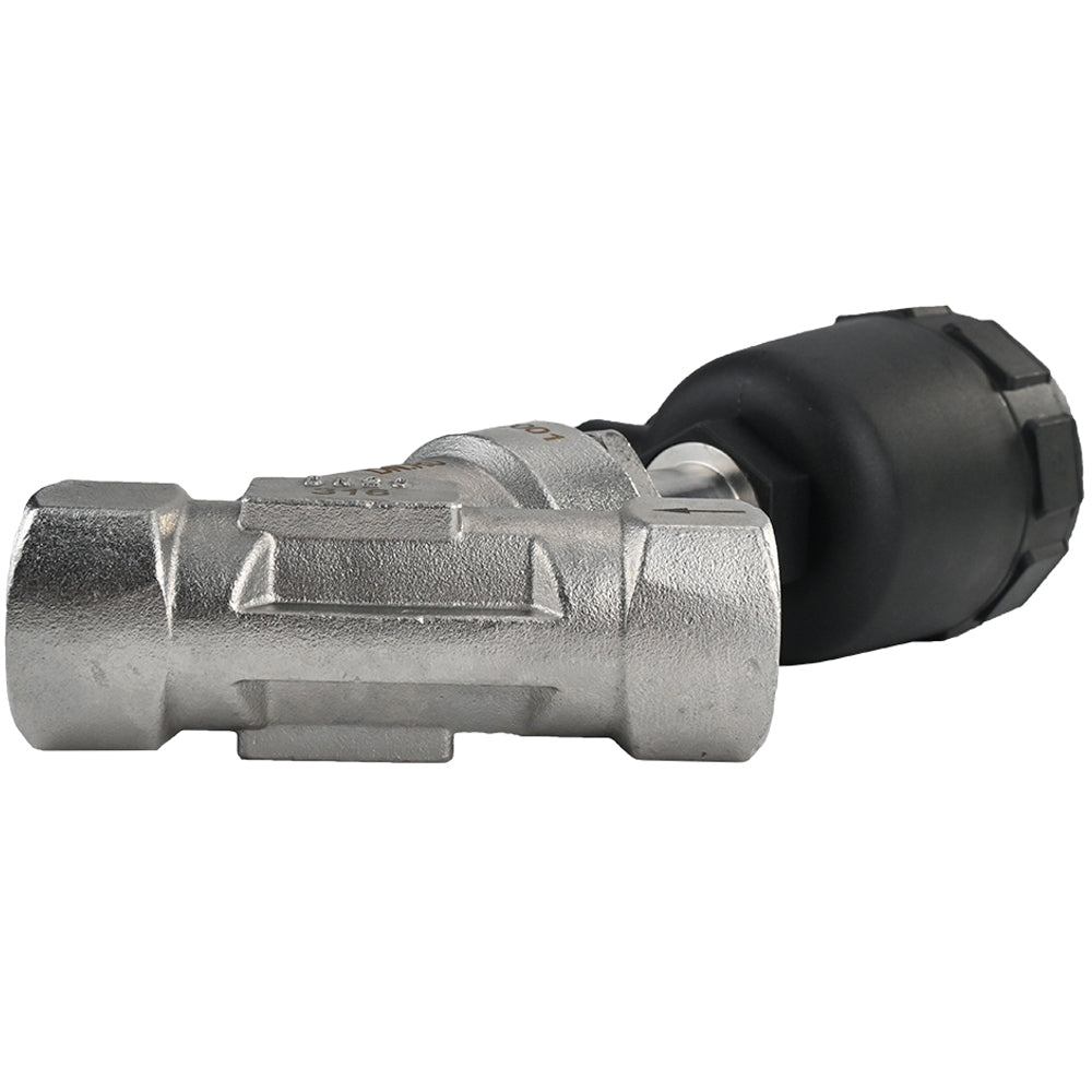 Pneumatic valve DNOVA VS324PV-T-1PNC PSI362, body material - stainless steel CF8M, threaded, Y-shaped