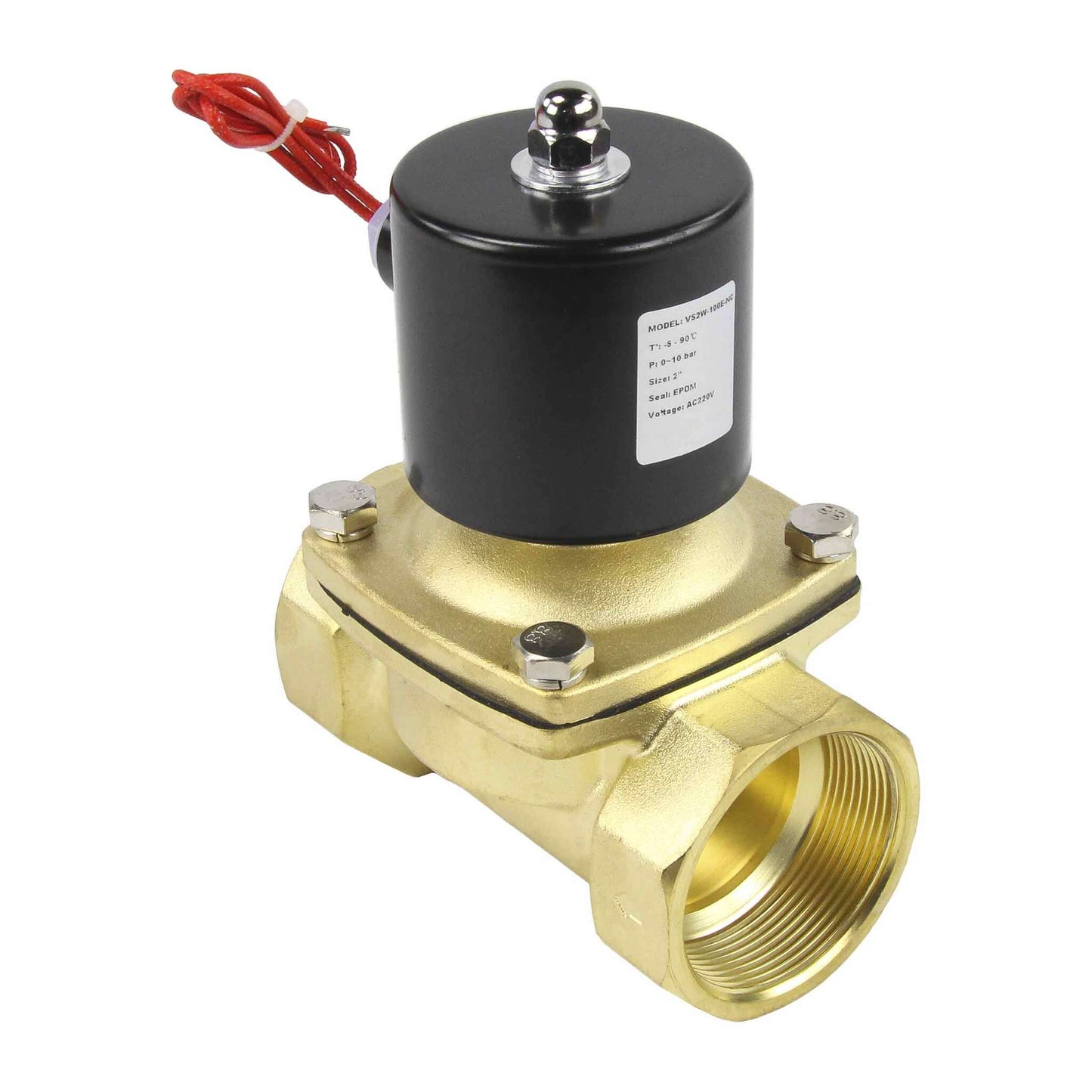 Two way normally closed direct acting electric solenoid valve DNOVA VS2W-100E-NC EPDM 24V, body material - brass, seal - EPDM