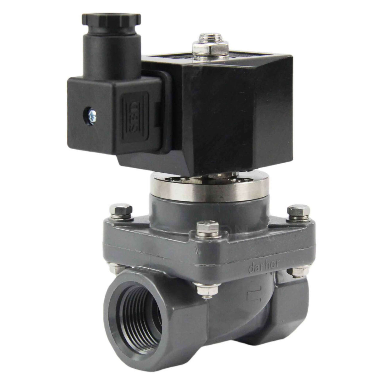 Électrovanne à deux voies normalement fermée à action indirecte DNOVA DHF21-UP-NC VITON G 110/220V, matériau du corps - polychlorure de vinyle non plastifié, joint - Viton