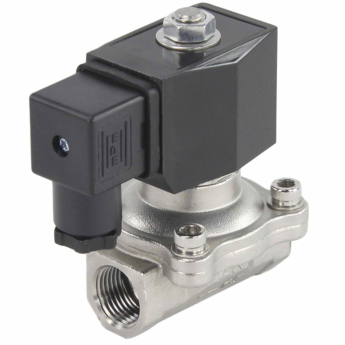 Two way normally closed direct acting electric solenoid valve DNOVA VS2W-201N-NC NBR 24V, body material - stainless steel AISI 304, seal - NBR
