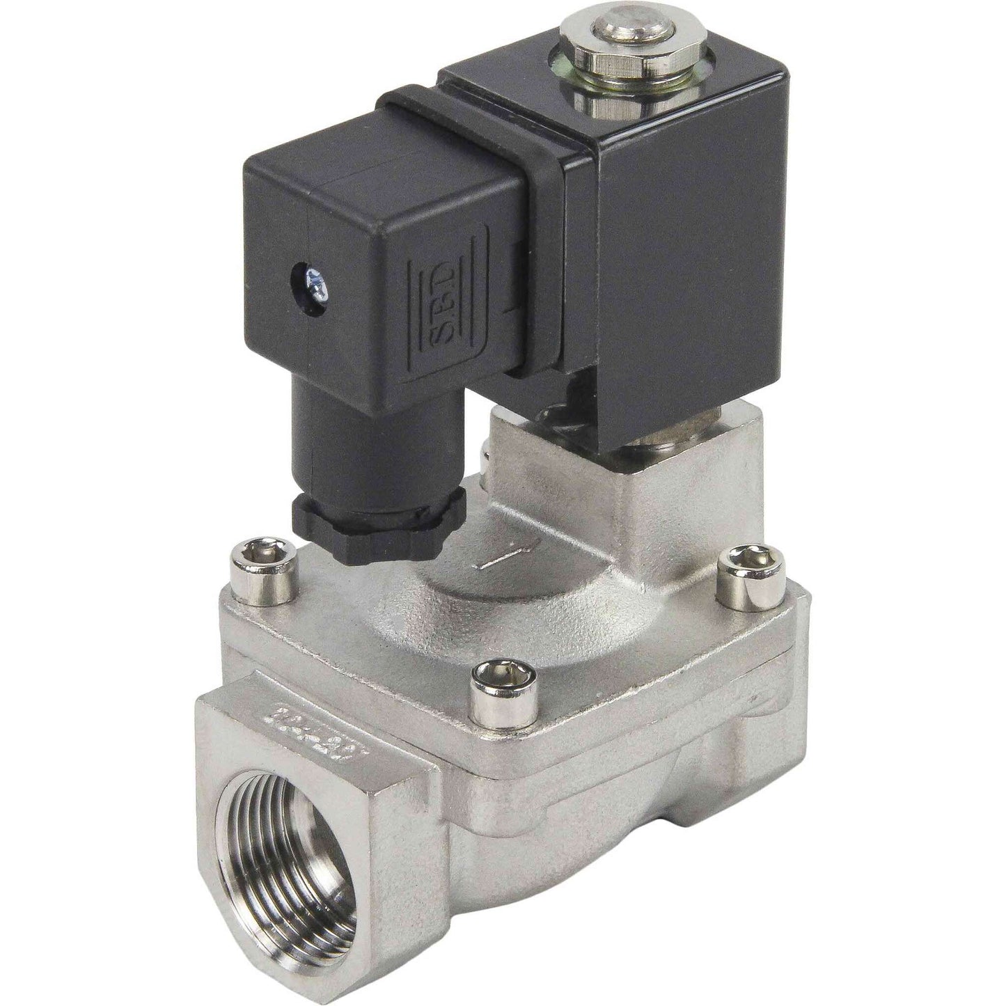 Two way normally closed indirect acting electric solenoid valve DNOVA VS2W-401E-PU-NC G EPDM 24V, body material - stainless steel AISI 304, seal - EPDM