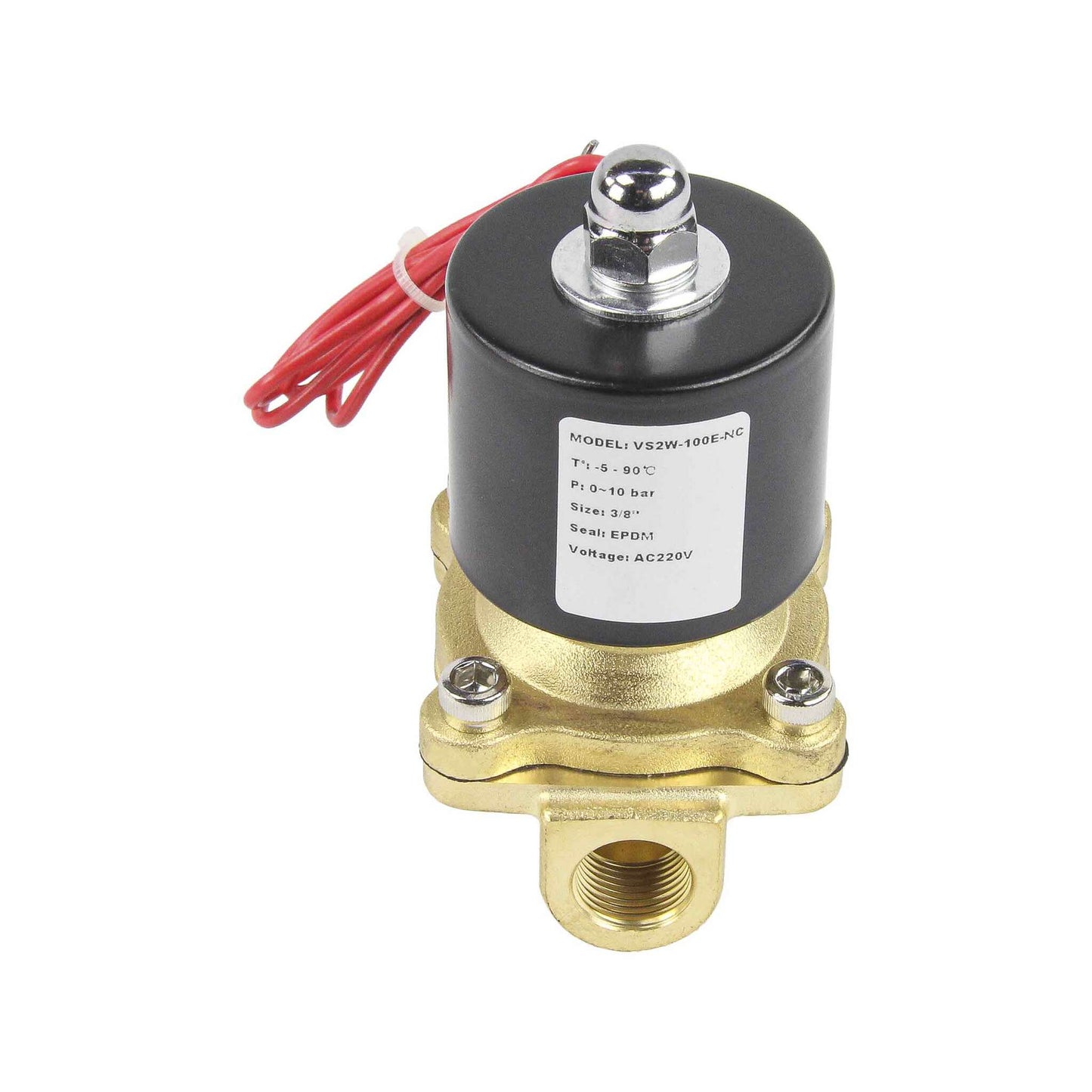 Two way normally closed direct acting electric solenoid valve DNOVA VS2W-100V-NC VITON 220V, body material - brass, seal - Viton