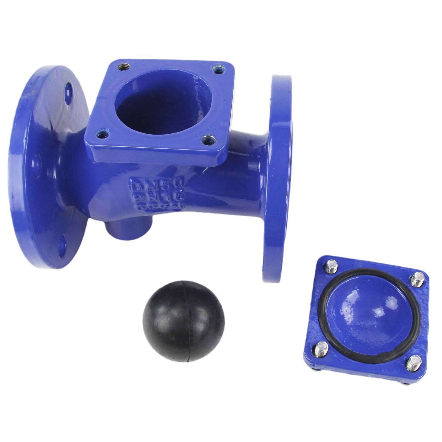 Ball check valve DNOVA VCB1414N-F 16 bar with drain plug, body material - cast iron GGG50, closure element material - cast iron GGG50, seal - NBR