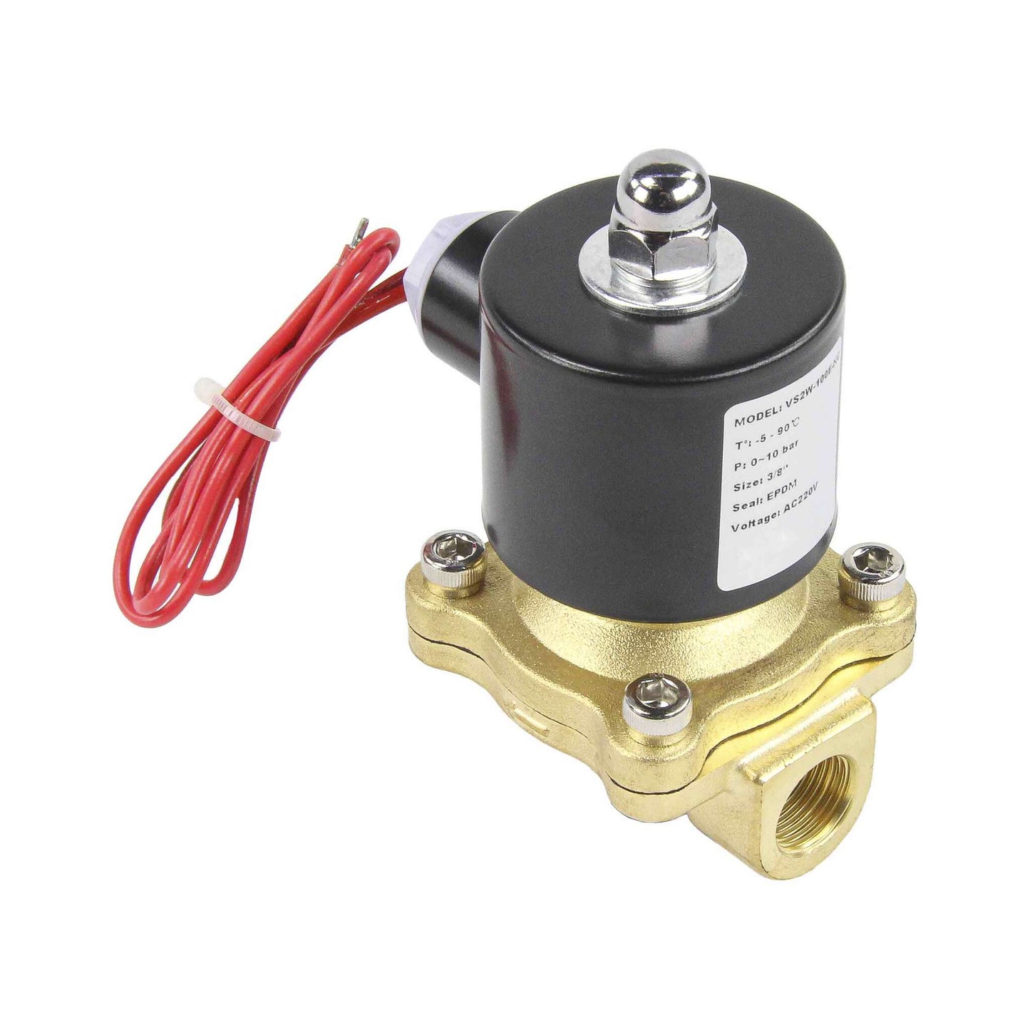 Two way normally closed direct acting electric solenoid valve DNOVA VS2W-100V-NC VITON 220V, body material - brass, seal - Viton
