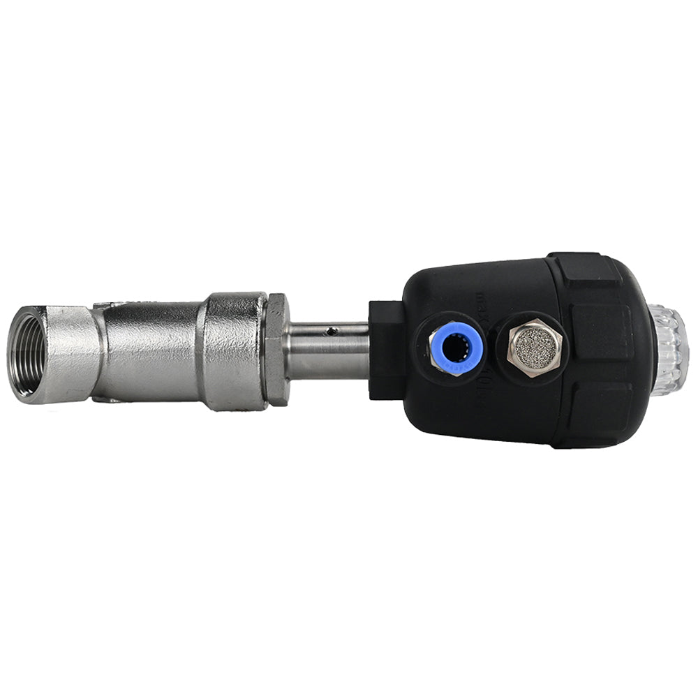 Pneumatic valve DNOVA VS324PV-T-1PNC PSI362, body material - stainless steel CF8M, threaded, Y-shaped