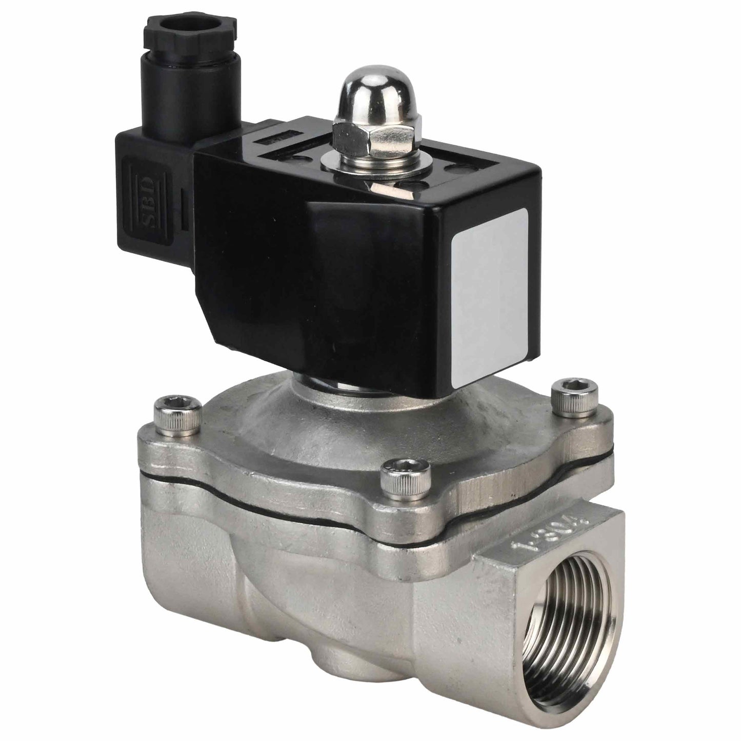 Two way normally open direct acting electric solenoid valve DNOVA VS2W-301V-NO VITON 220V, body material - stainless steel AISI 304, seal - Viton