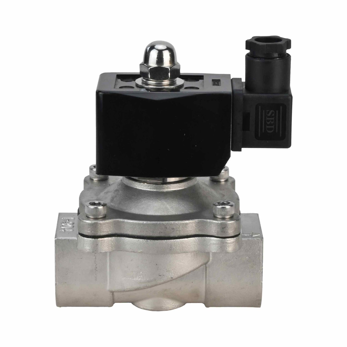 Two way normally open direct acting electric solenoid valve DNOVA VS2W-301V-NO VITON 220V, body material - stainless steel AISI 304, seal - Viton