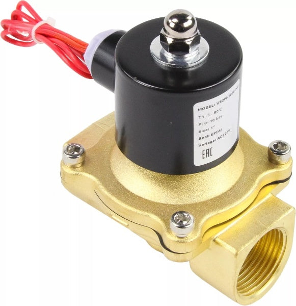 Electroválvula DNOVA VS100-VT-NC-24VAC, cuerpo de latón, junta de Vitón, normalmente cerrada, bobina de 24 V CA.
