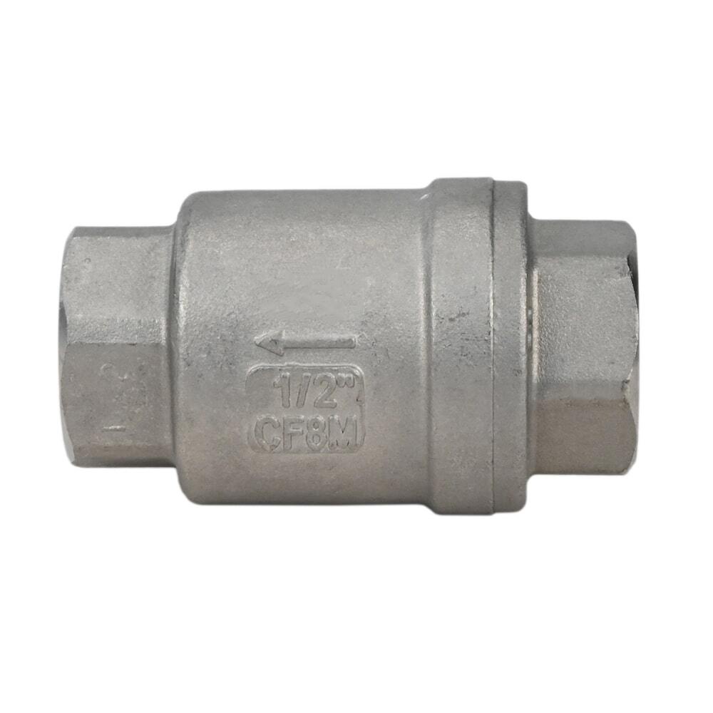 Válvula de retención de resorte DNOVA VCS3232P-T, material del cuerpo: acero inoxidable AISI 316, material del elemento de cierre: acero inoxidable AISI 316, junta: PTFE