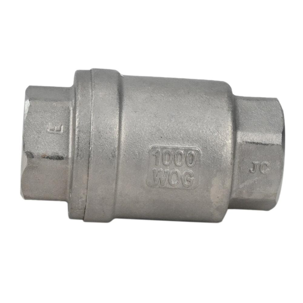 Válvula de retención de resorte DNOVA VCS3232P-T, material del cuerpo: acero inoxidable AISI 316, material del elemento de cierre: acero inoxidable AISI 316, junta: PTFE