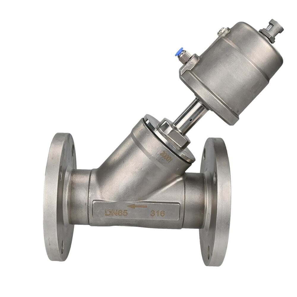 Pneumatic valve DNOVA VS3232PV-F-1PNC PSI232, body material - stainless steel AISI 316, flanged, Y-shaped