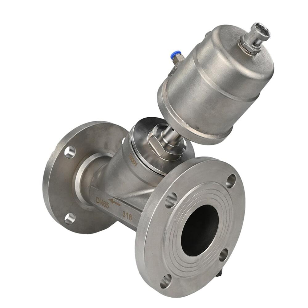 Pneumatic valve DNOVA VS3232PV-F-1PNC PSI232, body material - stainless steel AISI 316, flanged, Y-shaped