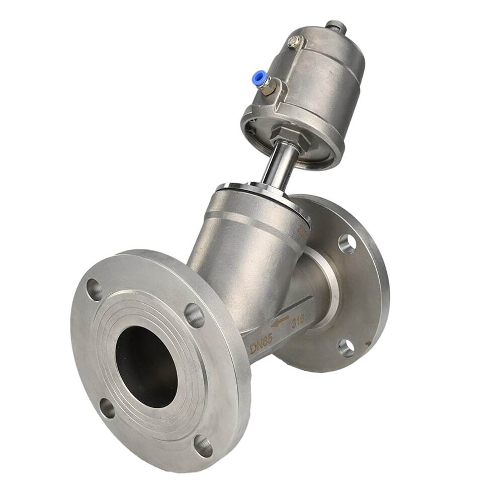 Pneumatic valve DNOVA VS3232PV-F-1PNC PSI232, body material - stainless steel AISI 316, flanged, Y-shaped