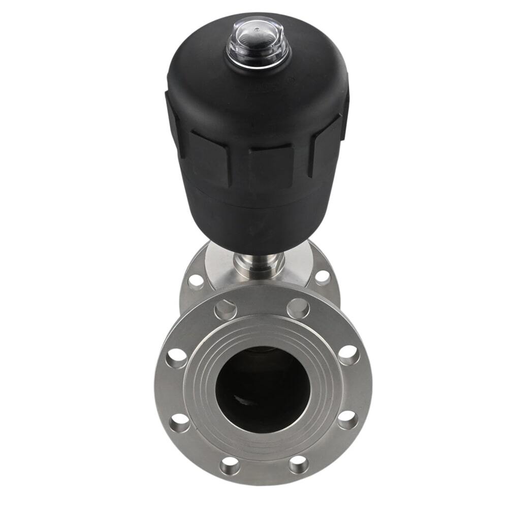 Pneumatic valve DNOVA VS324PV-F-1PNC, body material - stainless steel CF8M, flanged, Y-shaped