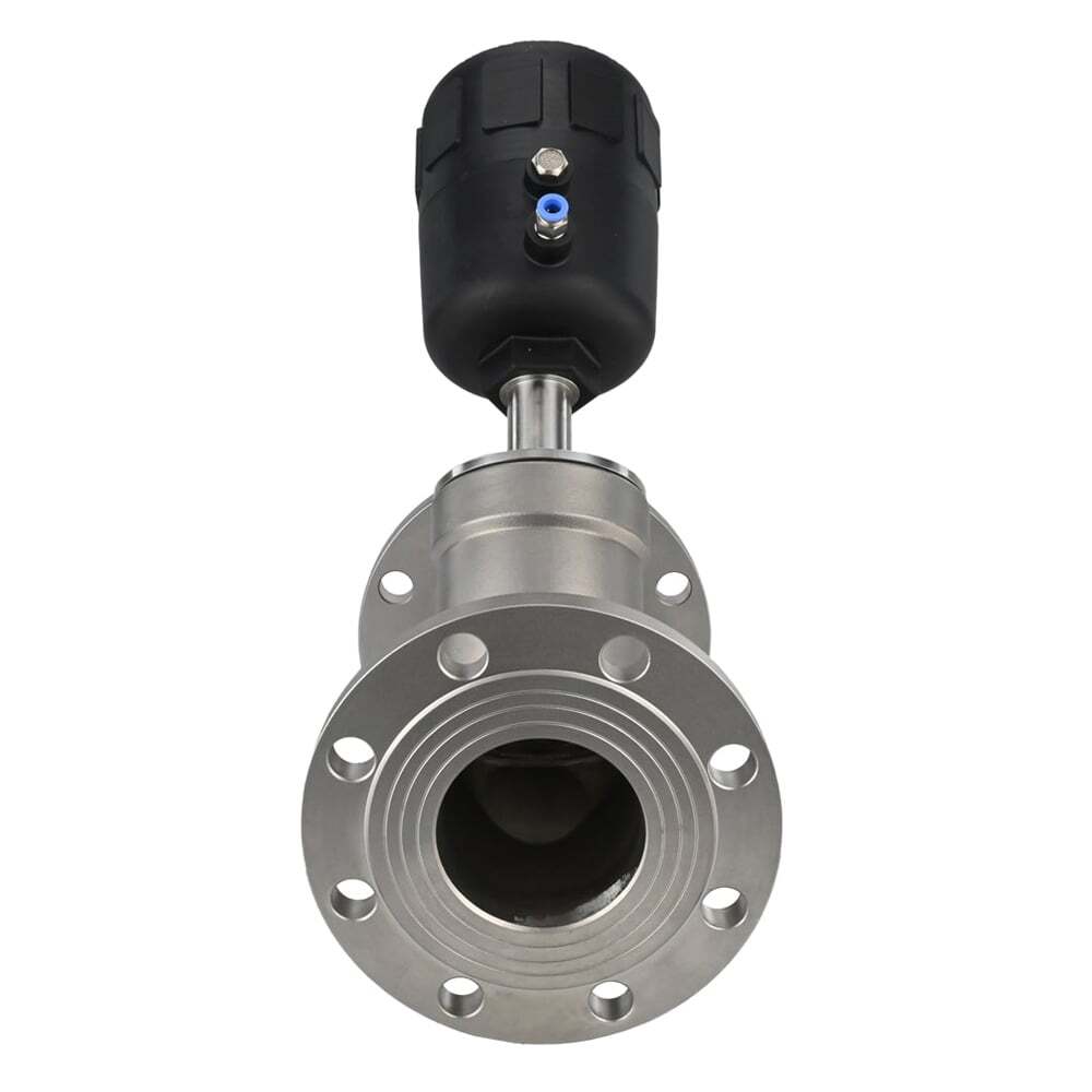 Pneumatic valve DNOVA VS324PV-F-1PNC, body material - stainless steel CF8M, flanged, Y-shaped