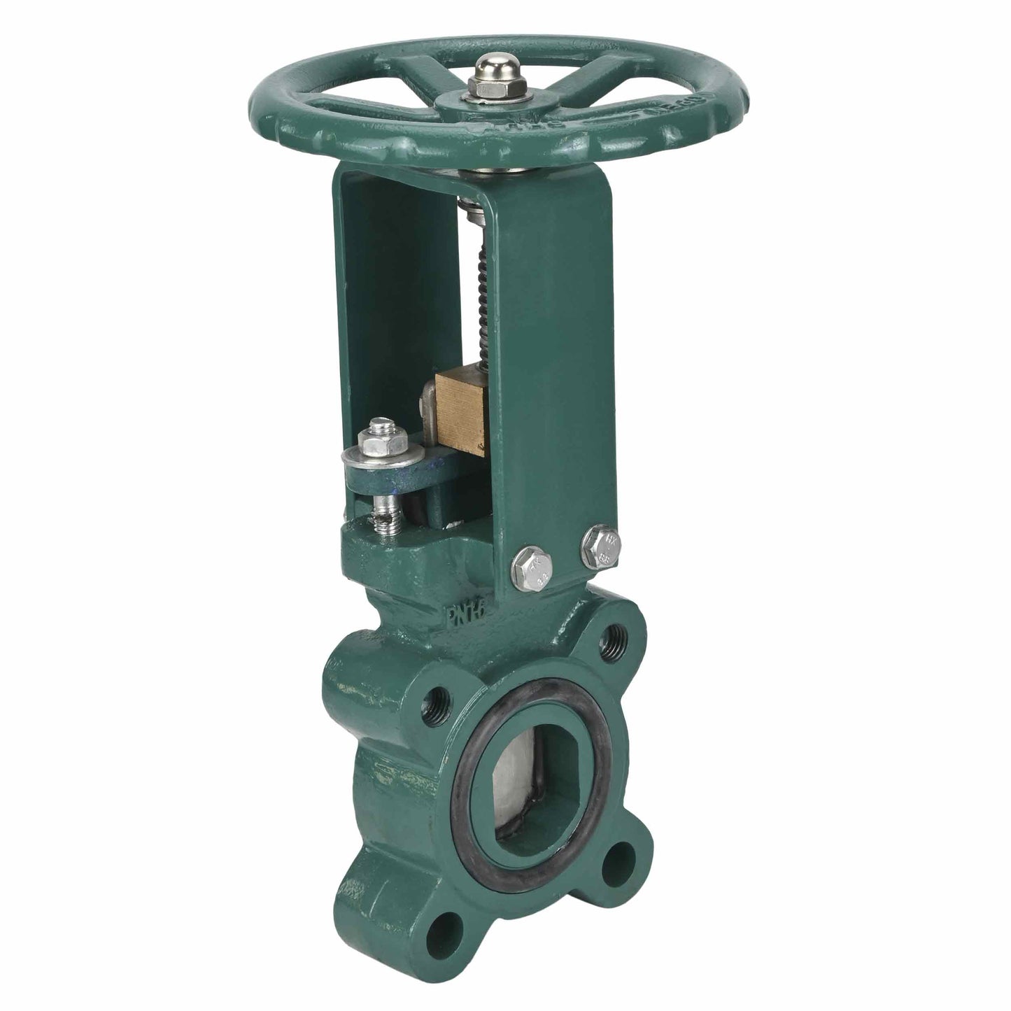 Knife gate valve DNOVA GVKN1331E-2W-Fb-S, body material - cast iron GGG40, knife material - stainless steel AISI 304, seal - EPDM, handwheel