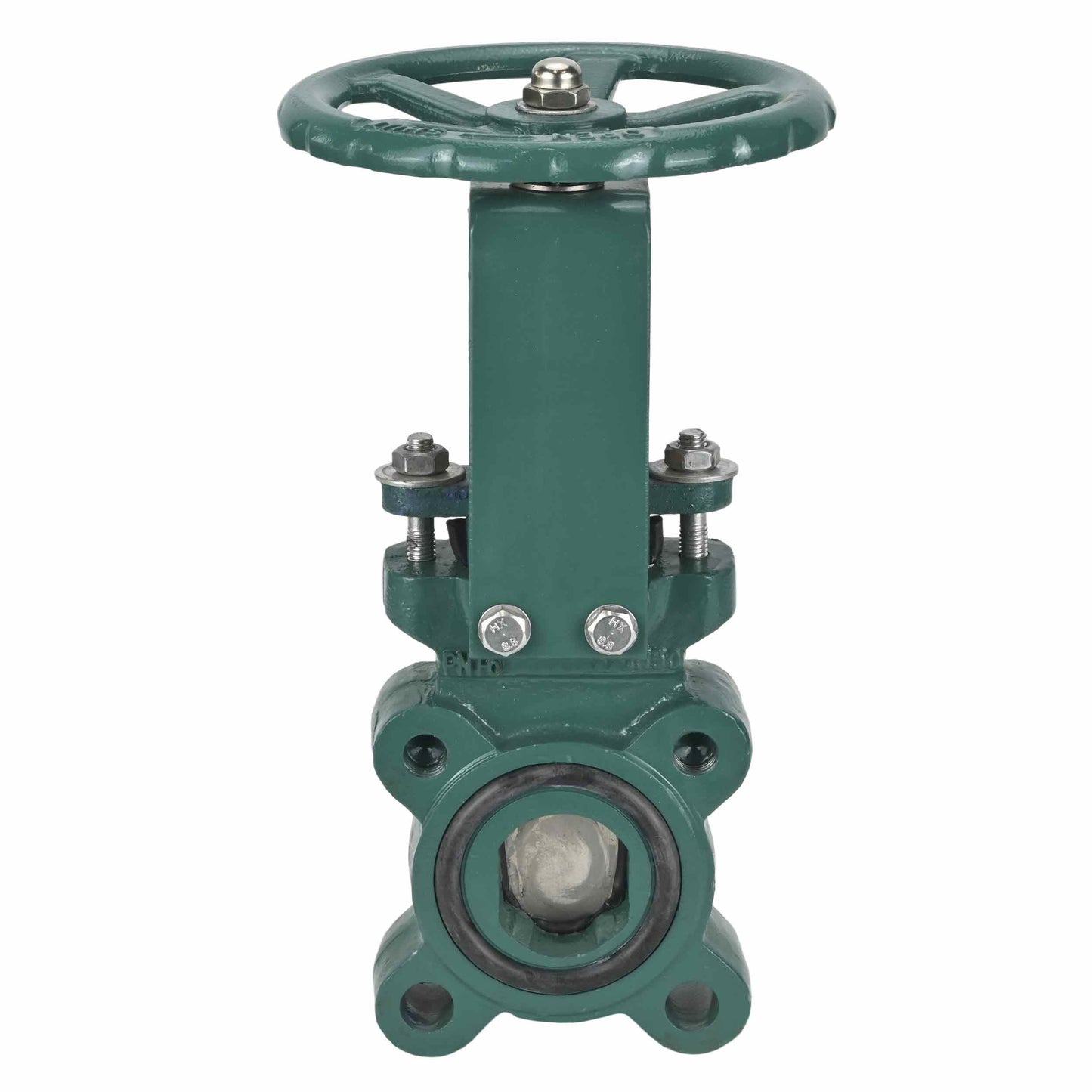Knife gate valve DNOVA GVKN1331E-2W-Fb-S, body material - cast iron GGG40, knife material - stainless steel AISI 304, seal - EPDM, handwheel