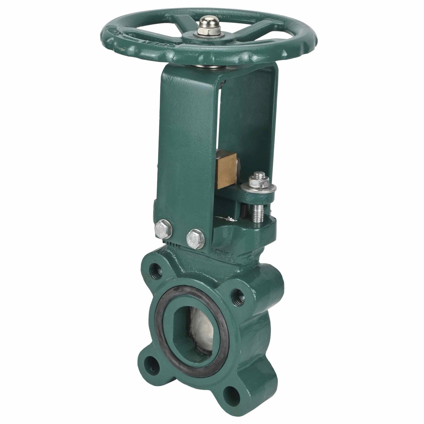 Knife gate valve DNOVA GVKN1331E-2W-Fb-S, body material - cast iron GGG40, knife material - stainless steel AISI 304, seal - EPDM, handwheel