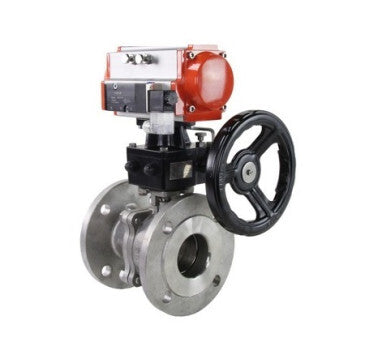 Stainless steel ball valve DNOVA BVFP.316 PSI232, pneumatic actuator DNOVA SA, manual override HDM, pneumatic distributor 4M310-08 NAMUR 220 V