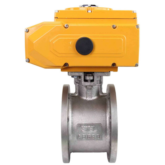 Stainless steel ball valve DNOVA kchmfp-DNOVA-110/220v-4-20ma, body material - stainless steel AISI 316, ball material - stainless steel AISI 316, seal - PTFE, electric actuator operated