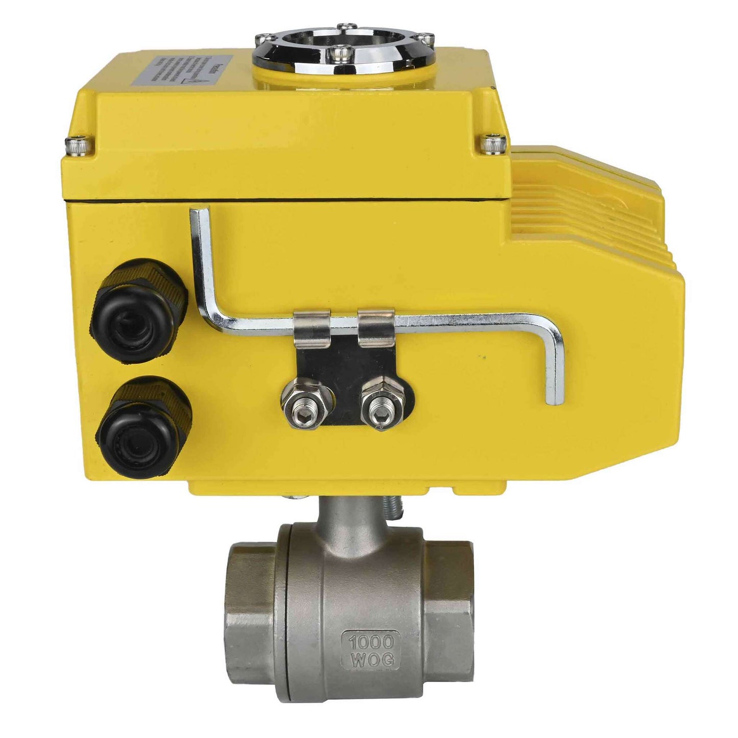 Stainless steel ball valve DNOVA BVMP.316.230-ISO PSI914, body material - stainless steel AISI 316, ball material - stainless steel AISI 316, seal - PTFE, threaded, quarter-turn electric actuator DNOVA-380 V