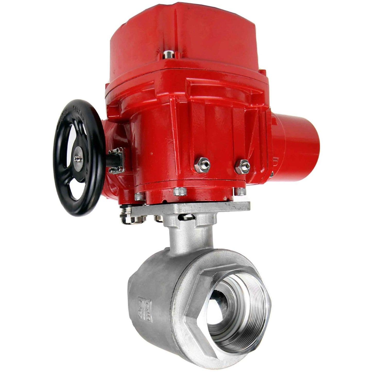 Stainless steel ball valve DNOVA kchmp-DNOVA-ex-380v, body material - stainless steel AISI 316, ball material - stainless steel AISI 316, seal - PTFE, electric actuator operated