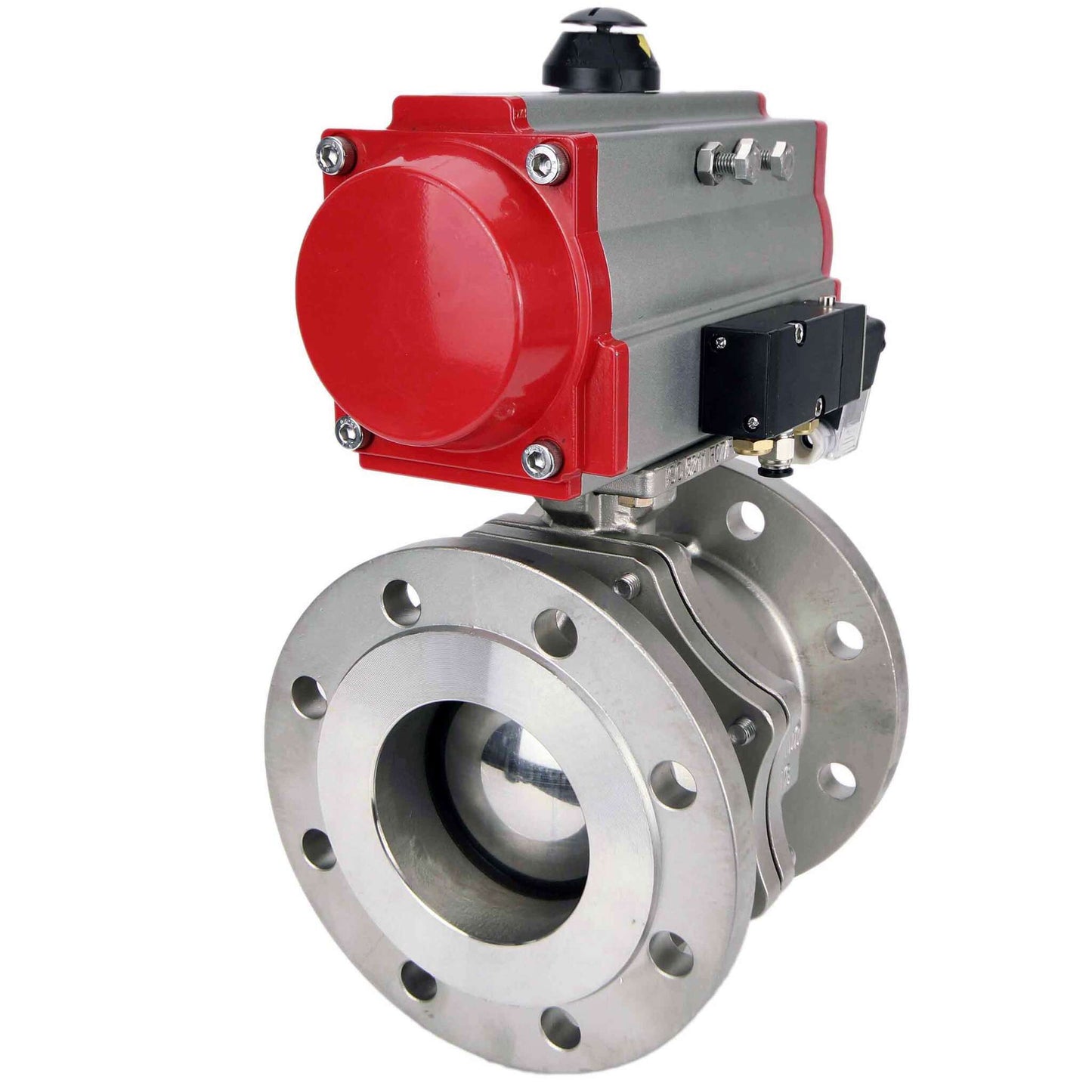 Stainless steel ball valve DNOVA kchfp-DNOVA-sa-4m310-24v, body material - stainless steel AISI 316, ball material - stainless steel AISI 316, seal - PTFE, pneumatic actuator operated