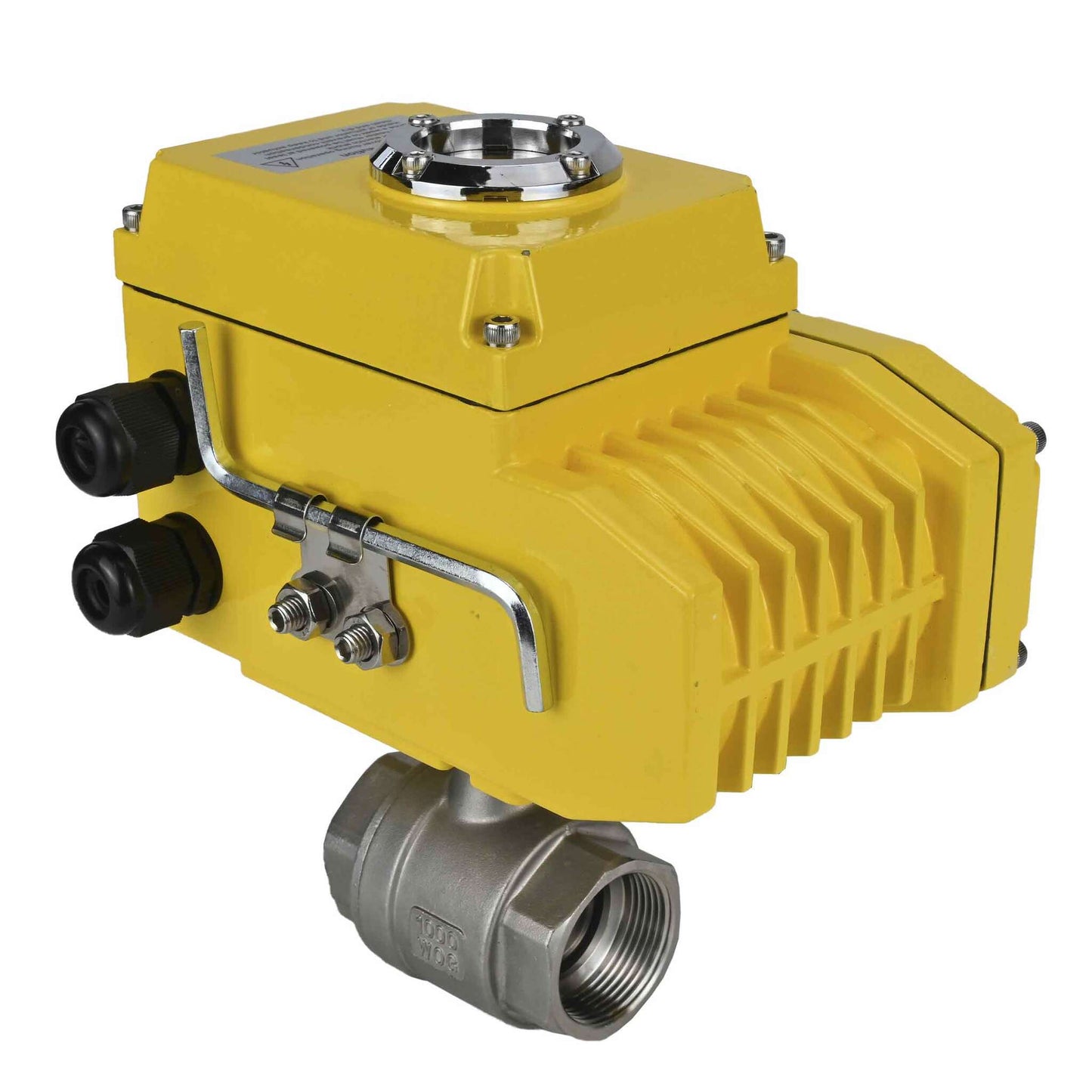 Stainless steel ball valve DNOVA BVMP.316.230-ISO PSI914, body material - stainless steel AISI 316, ball material - stainless steel AISI 316, seal - PTFE, threaded, quarter-turn electric actuator DNOVA-380 V