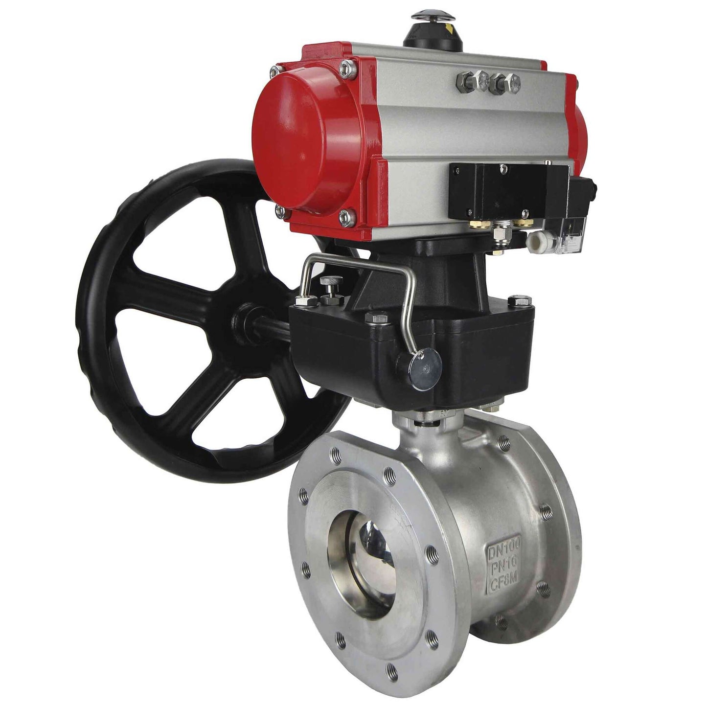 Stainless steel ball valve DNOVA kchfp-DNOVA-da-hdm-4m310-110/220v, body material - stainless steel AISI 316, ball material - stainless steel AISI 316, seal - PTFE, pneumatic actuator operated