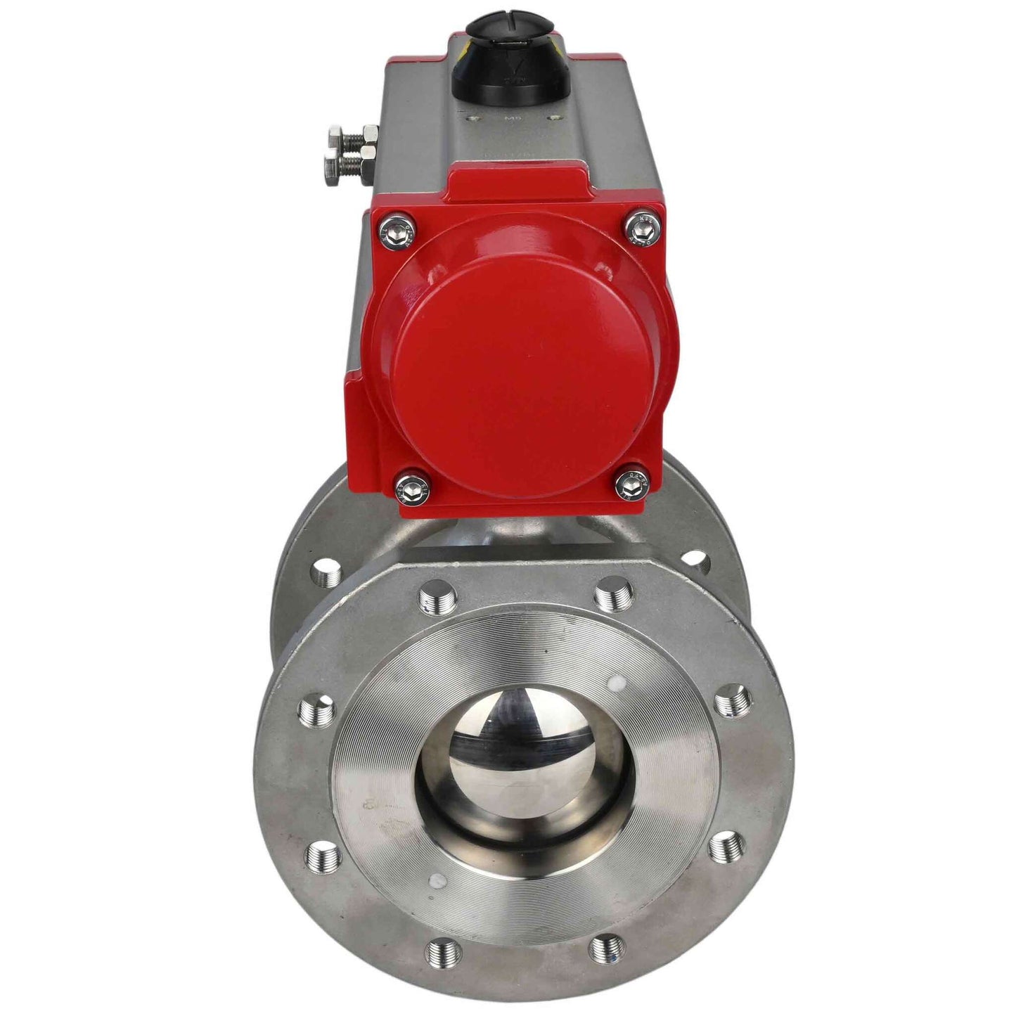 Stainless steel ball valve DNOVA kchmfp-DNOVA-sa, body material - stainless steel AISI 316, ball material - stainless steel AISI 316, seal - PTFE, pneumatic actuator operated