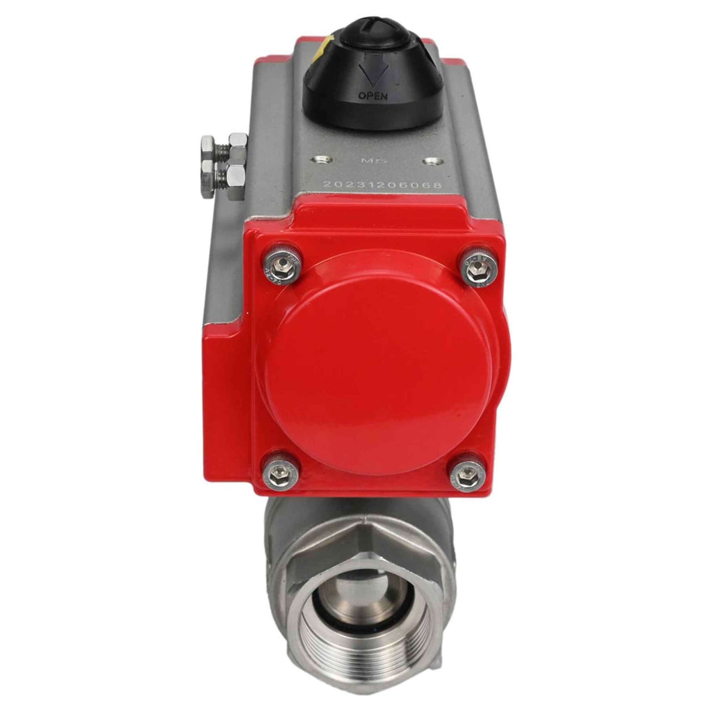 Stainless steel ball valve DNOVA BVMP.316.230-ISO PSI914, body material - stainless steel AISI 316, ball material - stainless steel AISI 316, seal - PTFE, full port, threaded, double-acting pneumatic actuator DNOVA DA