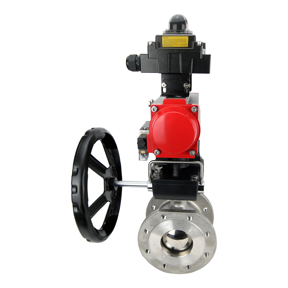 Válvula de bola de acero inoxidable DNOVA BVFP.316, actuador neumático DNOVA DA, reductor HDM, distribuidor neumático 4M310-08 220 V, bloque de final de carrera APL-410N EX