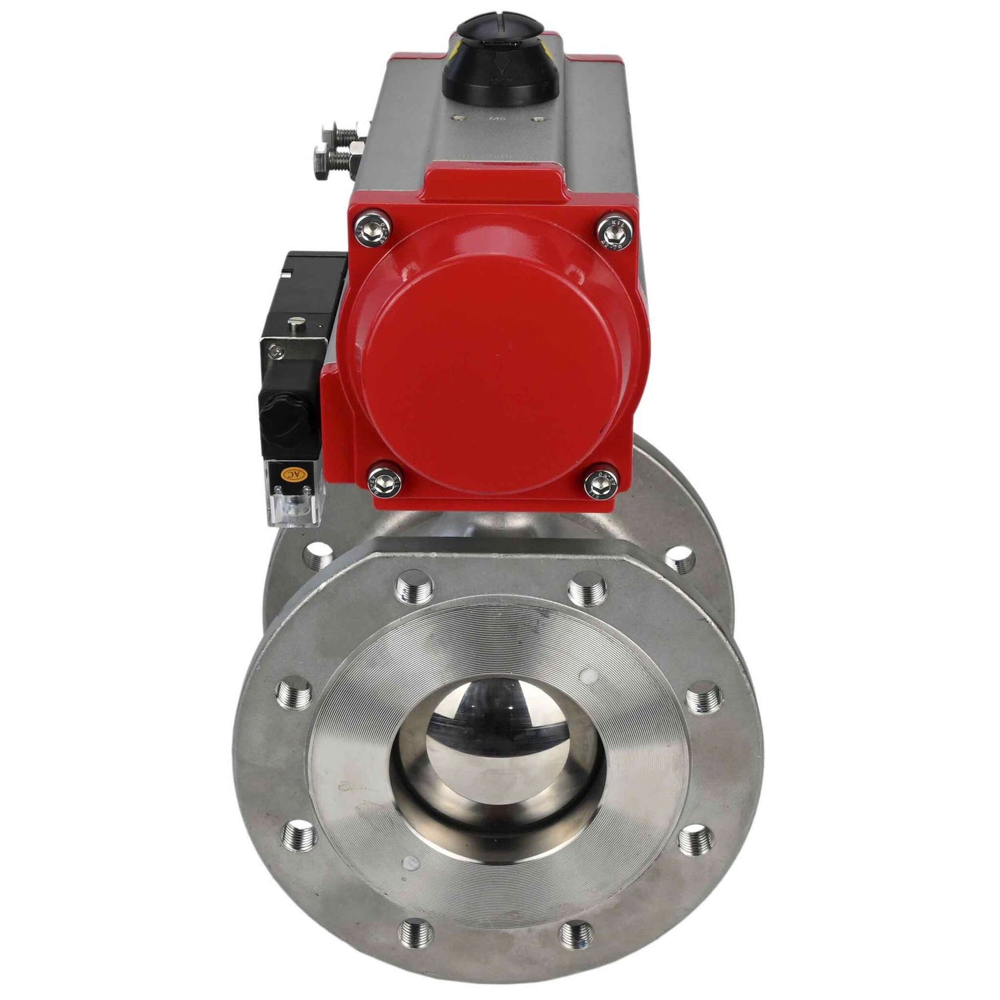 Stainless steel ball valve DNOVA kchmfp-DNOVA-sa-4m310-110/220v, body material - stainless steel AISI 316, ball material - stainless steel AISI 316, seal - PTFE, pneumatic actuator operated