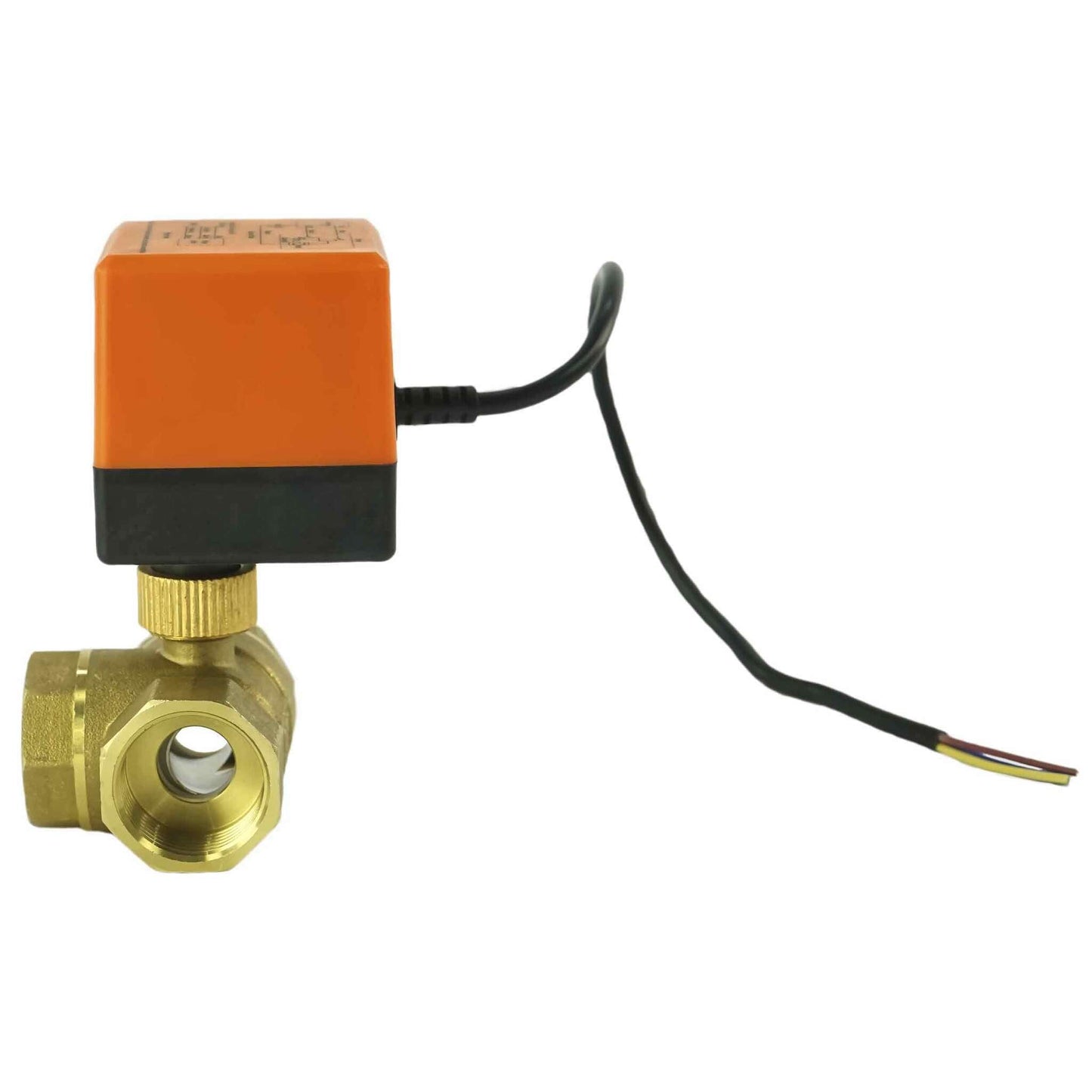 Válvula de bola de latón de 3 vías con puerto estándar tipo L roscado DNOVA BV0030NP-SP-3L-T-ED con DNOVA 220VAC sin interruptores de límite