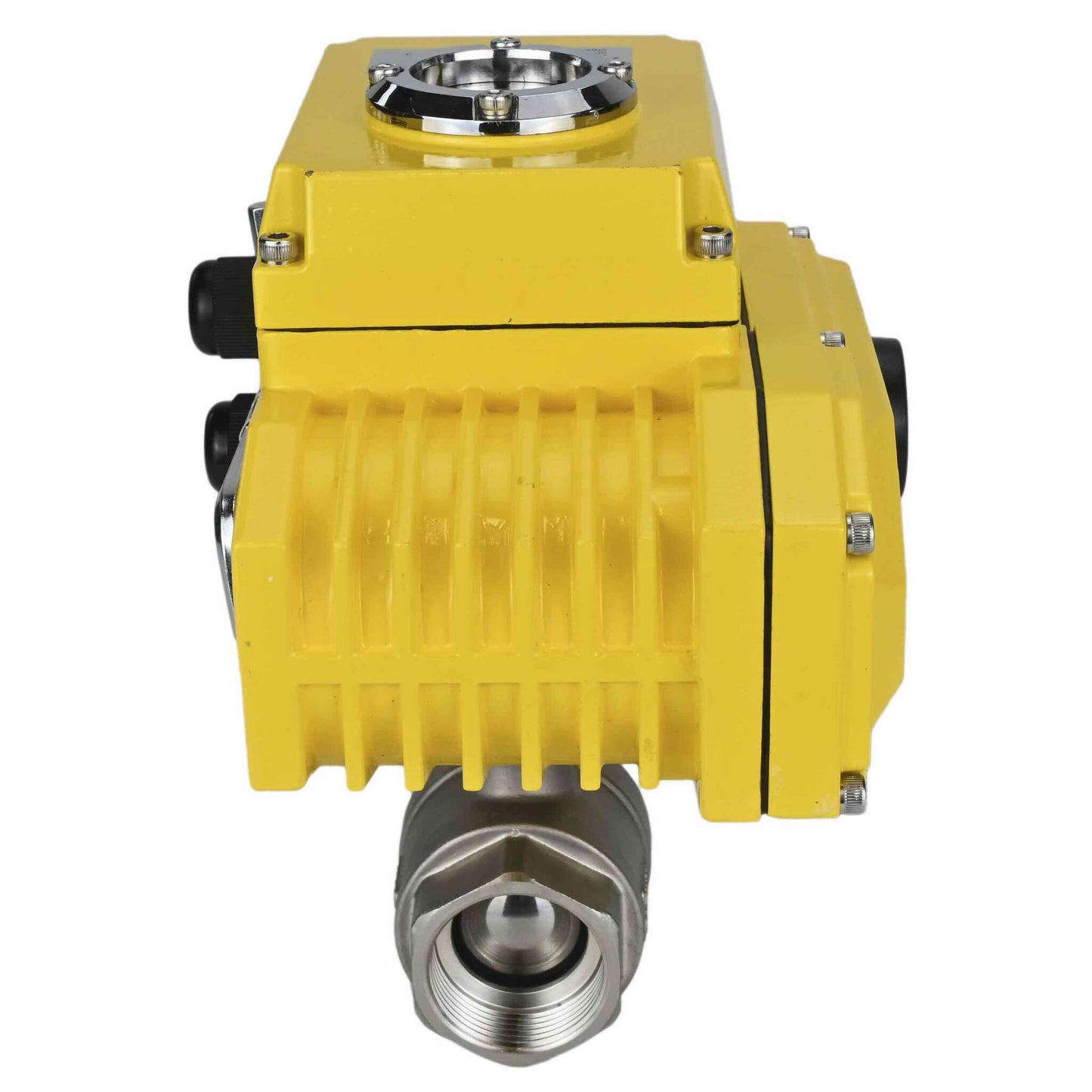 Stainless steel ball valve DNOVA BVMP.316.230-ISO PSI914, body material - stainless steel AISI 316, ball material - stainless steel AISI 316, seal - PTFE, threaded, quarter-turn electric actuator DNOVA-380 V