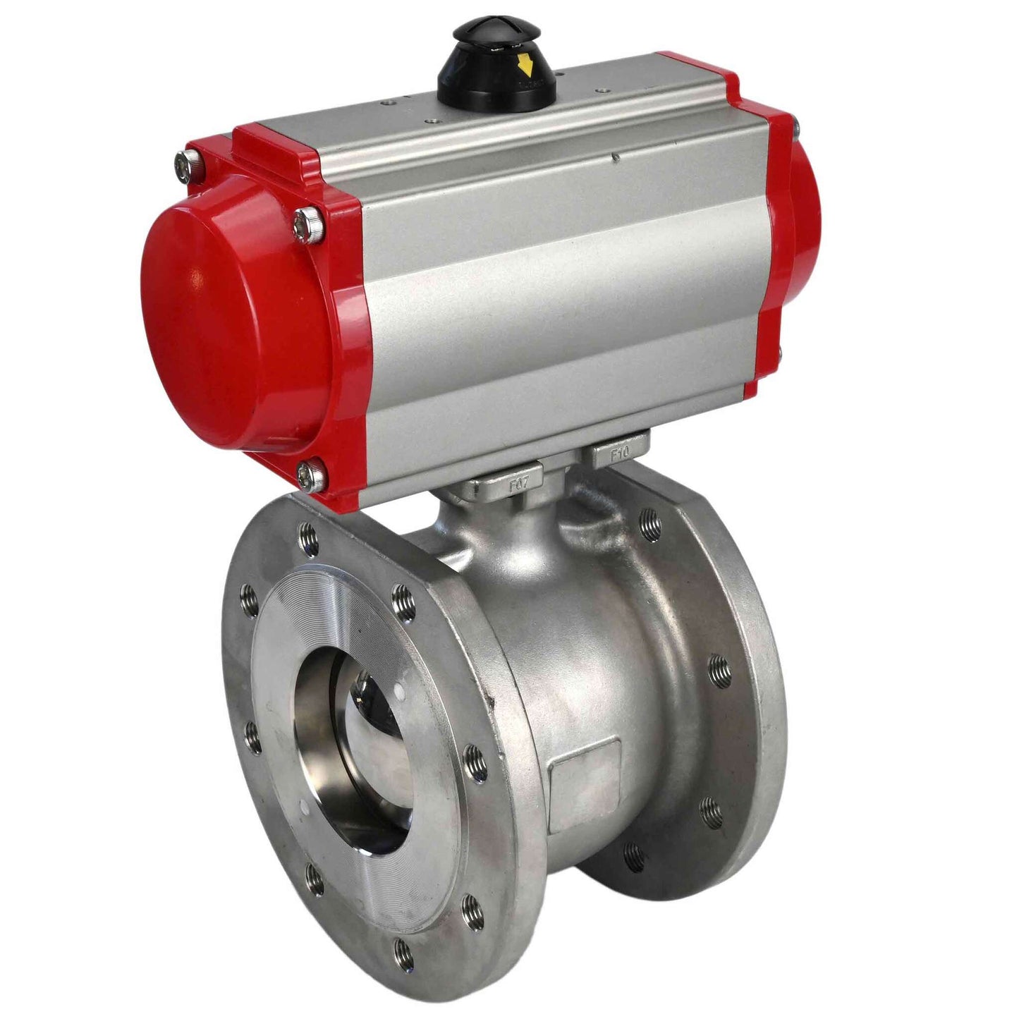 Stainless steel ball valve DNOVA kchmfp-DNOVA-sa, body material - stainless steel AISI 316, ball material - stainless steel AISI 316, seal - PTFE, pneumatic actuator operated