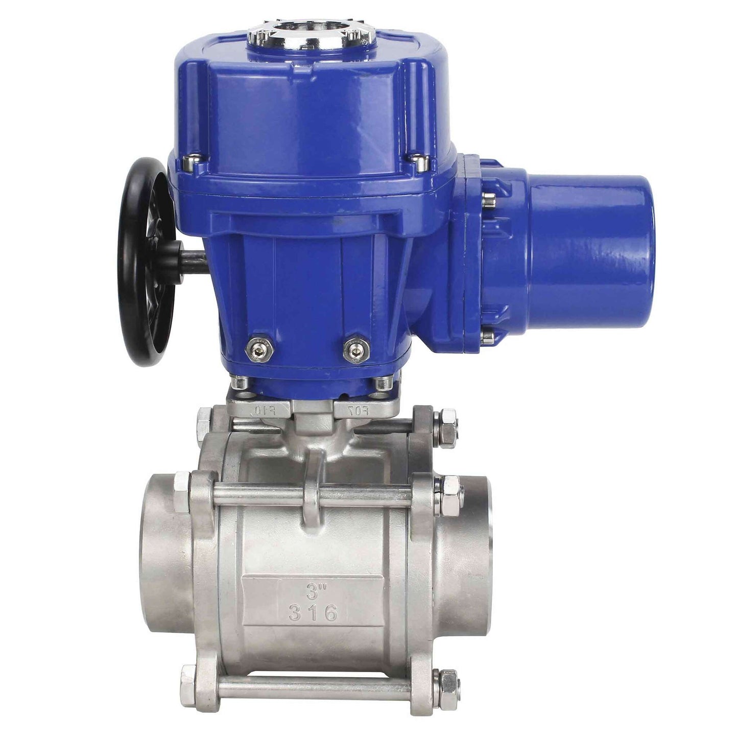 Válvula de bola de acero inoxidable DNOVA BVPP 316.200-ISO PSI914 SS316 paso completo, para soldar, material del cuerpo - acero inoxidable, actuador eléctrico de cuarto de vuelta DNOVA QT-W (M) 220 V