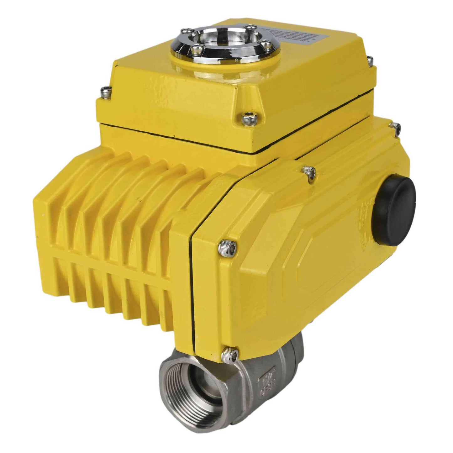 Stainless steel ball valve DNOVA BVMP.316.230-ISO PSI914, body material - stainless steel AISI 316, ball material - stainless steel AISI 316, seal - PTFE, threaded, quarter-turn electric actuator DNOVA-380 V
