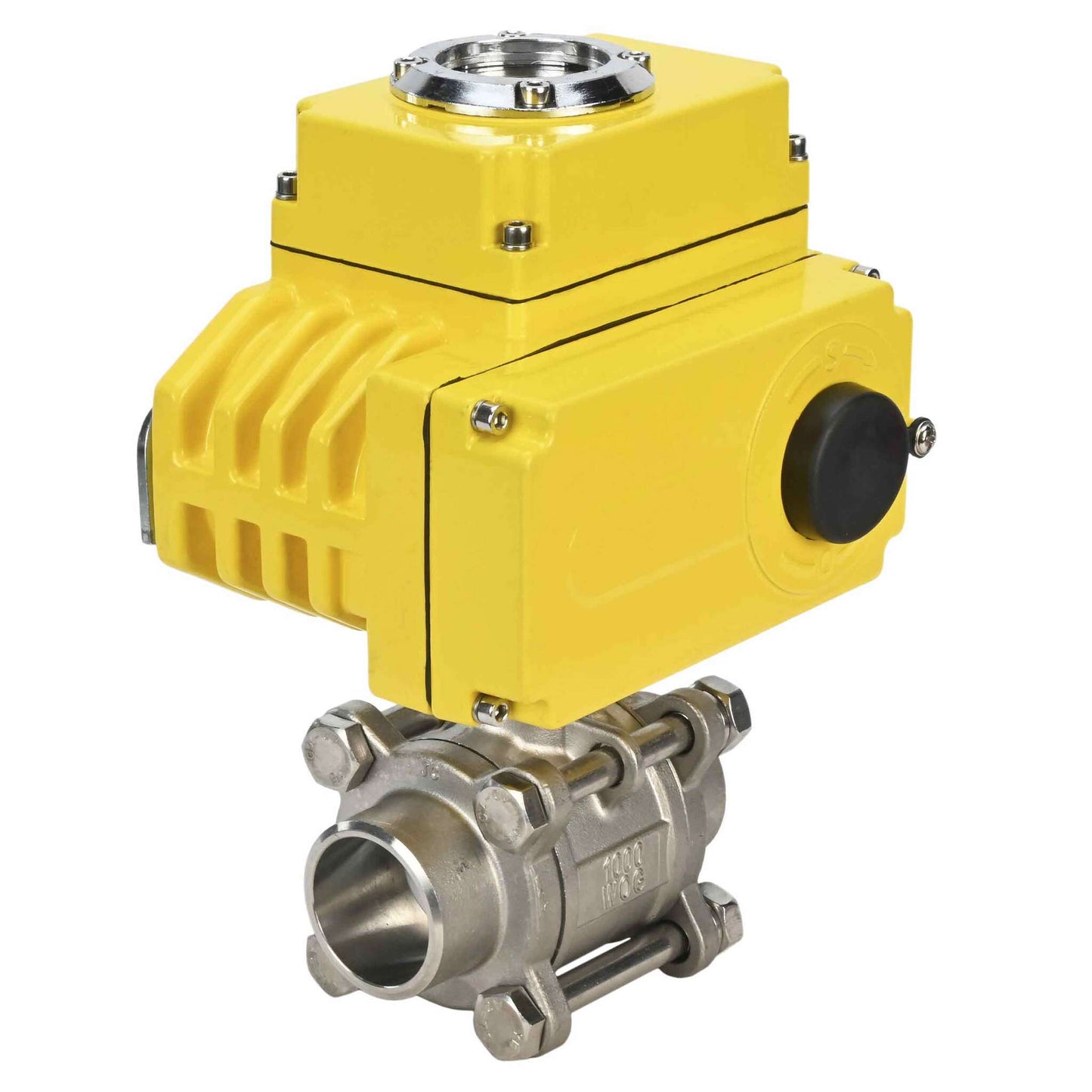 Válvula de bola de acero inoxidable DNOVA kshpp-316200-DNOVA-110/220v-4-20ma, material del cuerpo - acero inoxidable AISI 316, material de la bola - acero inoxidable AISI 316, sello - PTFE, actuador eléctrico operado