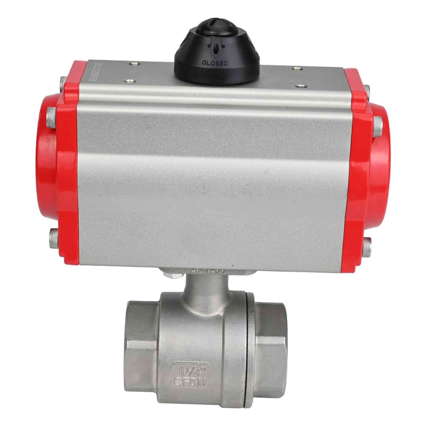 Stainless steel ball valve DNOVA BVMP.316.230-ISO PSI914, body material - stainless steel AISI 316, ball material - stainless steel AISI 316, seal - PTFE, full port, threaded, double-acting pneumatic actuator DNOVA DA